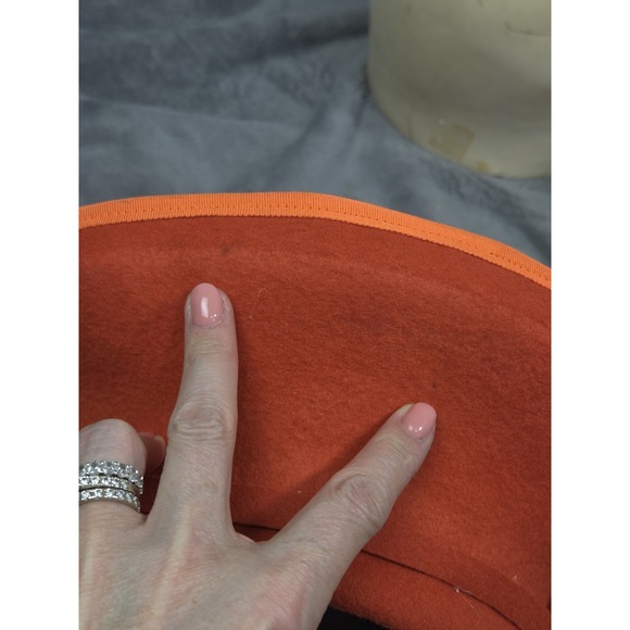 Vintage Ann Marie Women\'s Orange Church Kentucky Derby Hat Wool Made In  USA main image 15